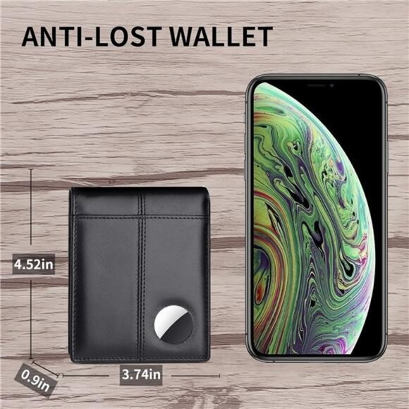 AirTag Wallet Mens RFID Blocking Genuine Bifold Leather Wallets air tag Wallet - Picture 6 of 7